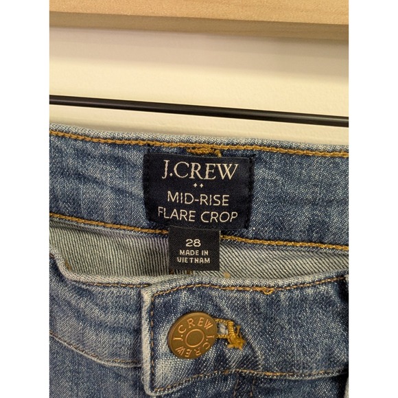 J. Crew Mid Rise Flare Crop Jeans Stretch Denim Dark Wash 28 - Picture 6 of 8